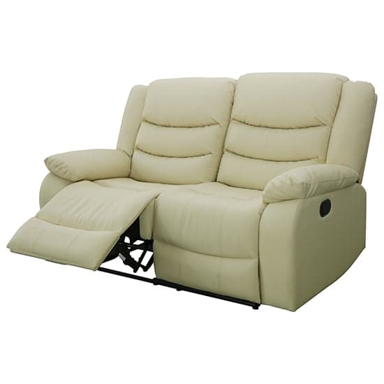 Sorreno Bonded Leather Recliner 2 Seater Sofa In Ivory_8