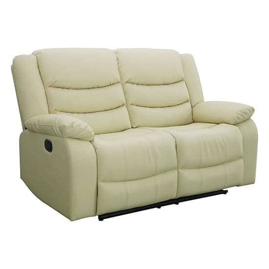Sorreno Bonded Leather Recliner 2 Seater Sofa In Ivory_4