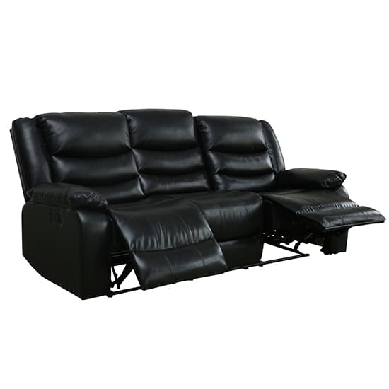 Sorreno Bonded Leather Recliner 3 Seater Sofa In Black_8