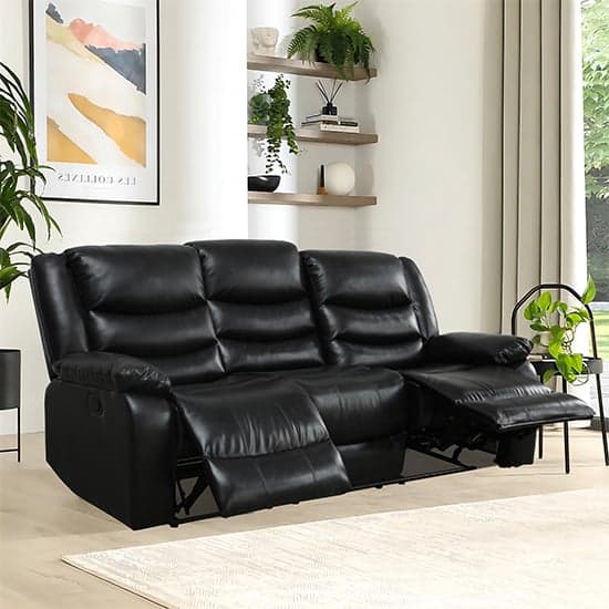 Sorreno Bonded Leather Recliner 3 Seater Sofa In Black_2