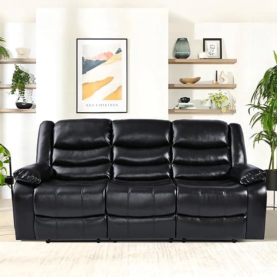 Sorreno Bonded Leather Recliner 3 Seater Sofa In Black_3