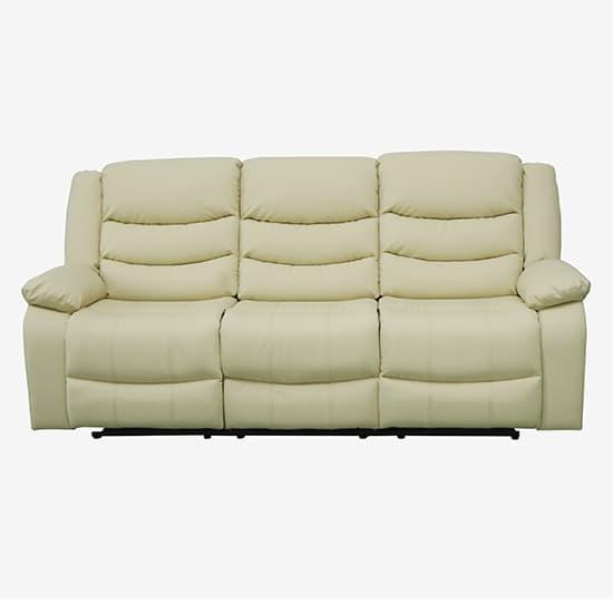 Sorreno Bonded Leather Recliner 3 Seater Sofa In Ivory_6