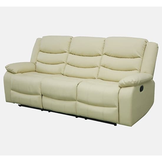 Sorreno Bonded Leather Recliner 3 Seater Sofa In Ivory_7