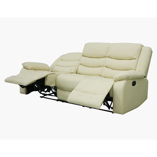 Sorreno Bonded Leather Recliner 3 Seater Sofa In Ivory_8