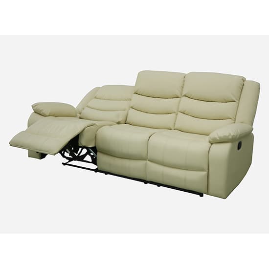 Sorreno Bonded Leather Recliner 3 Seater Sofa In Ivory_9
