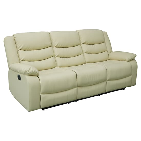 Sorreno Bonded Leather Recliner 3 Seater Sofa In Ivory_4