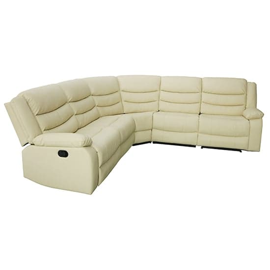 Sorreno Bonded Leather Recliner Corner Sofa In Ivory_5