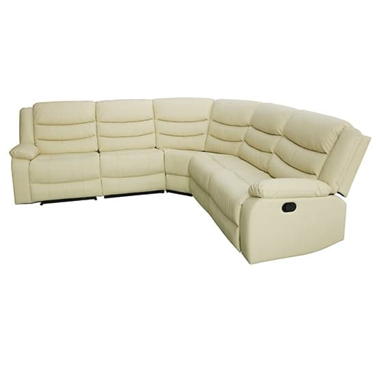 Sorreno Bonded Leather Recliner Corner Sofa In Ivory_6