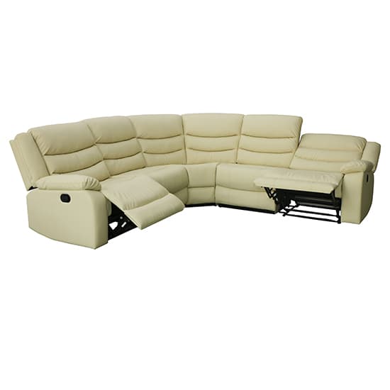Sorreno Bonded Leather Recliner Corner Sofa In Ivory_7