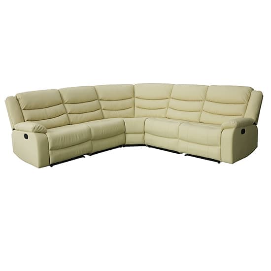 Sorreno Bonded Leather Recliner Corner Sofa In Ivory_4