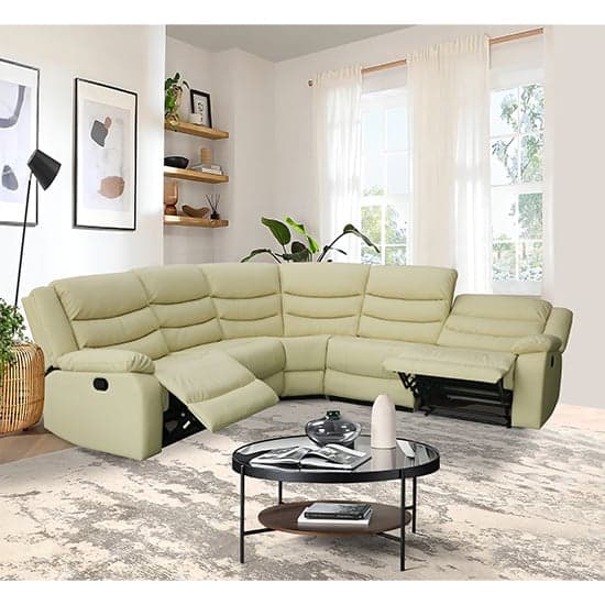 Sorreno Bonded Leather Recliner Corner Sofa In Ivory_3