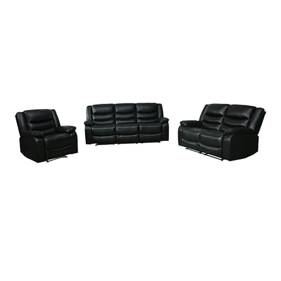Sorreno 3+2+1 Bonded Leather Recliner Sofa Set In Black_2