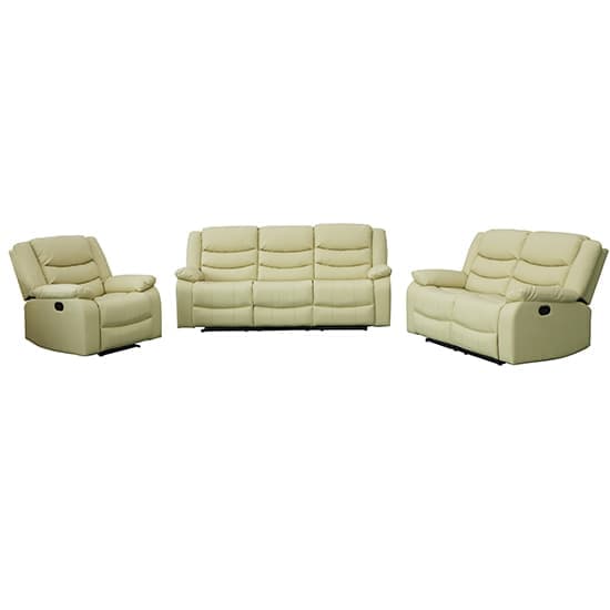 Sorreno 3+2+1 Bonded Leather Recliner Sofa Set In Ivory_2
