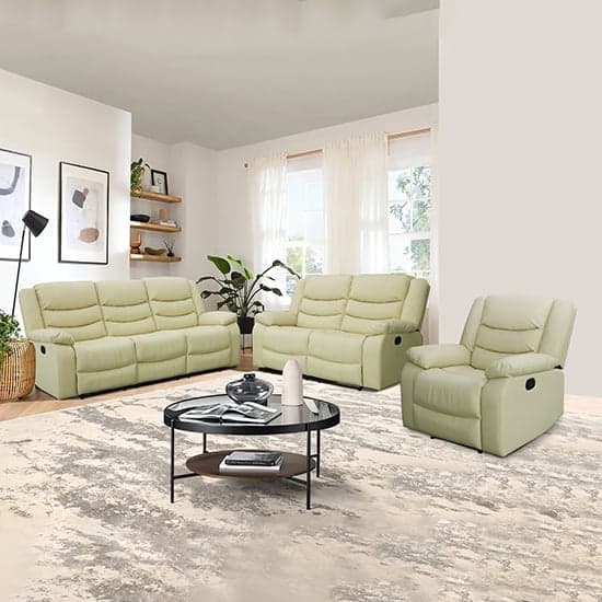 Sorreno 3+2+1 Bonded Leather Recliner Sofa Set In Ivory_1