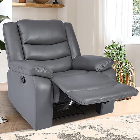 Sorreno Bonded Leather Recliner 1 Seater Sofa In Dark Grey_2
