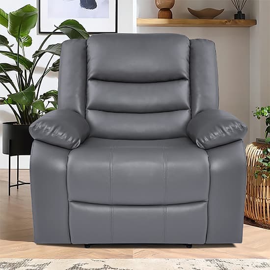 Sorreno Bonded Leather Recliner 1 Seater Sofa In Dark Grey_3