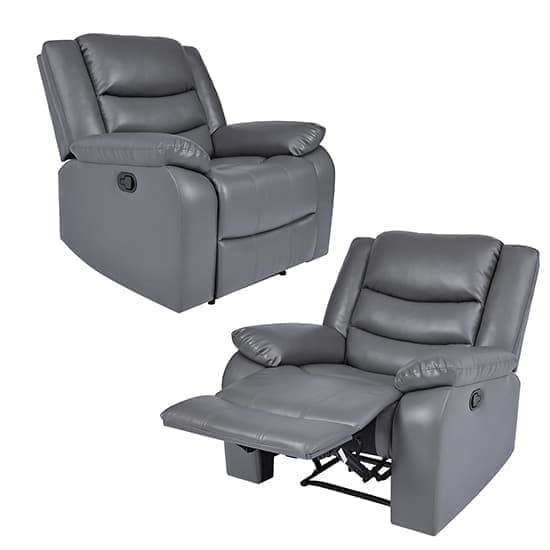 Sorreno Bonded Leather Recliner 1 Seater Sofa In Dark Grey_5
