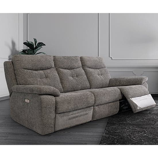 Sotra Fabric Electric Recliner 3 Seater Sofa In Graphite_1