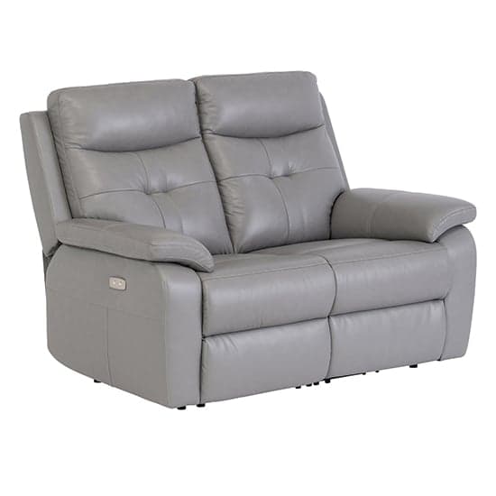 Sotra Faux Leather Electric Recliner 2 Seater Sofa In Grey_2