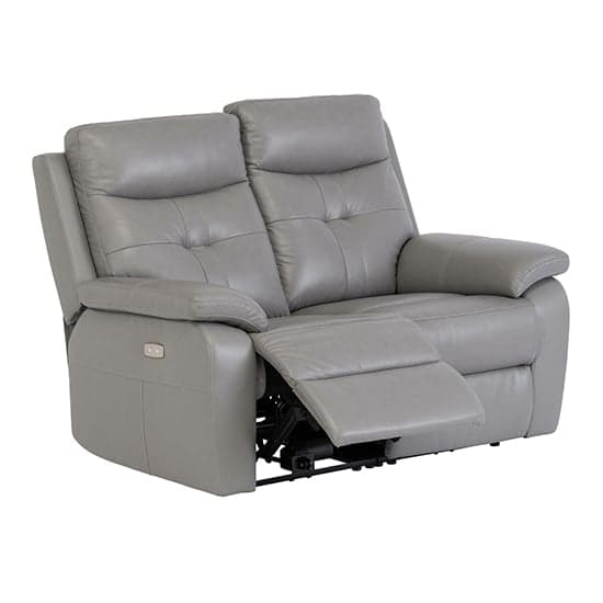 Sotra Faux Leather Electric Recliner 2 Seater Sofa In Grey_3