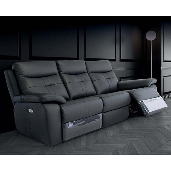Sotra Faux Leather Electric Recliner 3 Seater Sofa In Charcoal_1