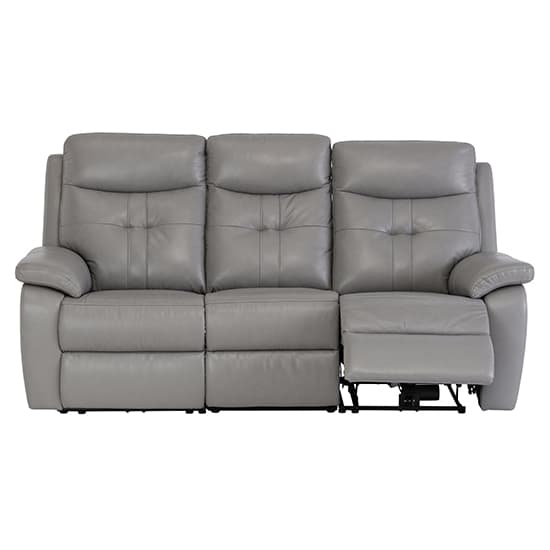 Sotra Faux Leather Electric Recliner 3 Seater Sofa In Grey_4