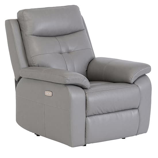 Sotra Faux Leather Electric Recliner Armchair In Grey_2