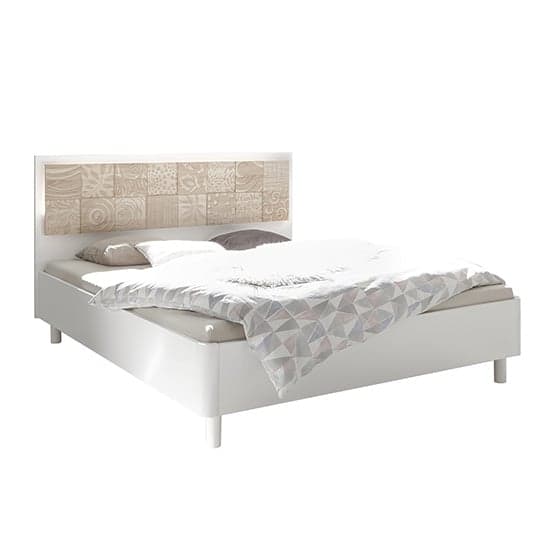 Soxa LED Wooden King Size Bed In Serigraphed Sonoma Oak_3