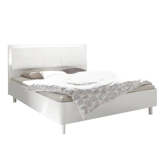 Soxa LED Wooden King Size Bed In Serigraphed White_3