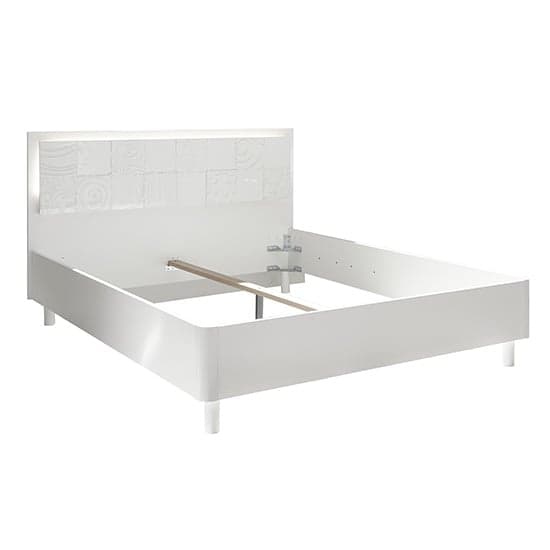Soxa LED Wooden King Size Bed In Serigraphed White_4