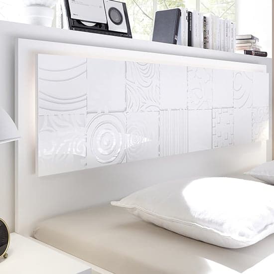 Soxa LED Wooden King Size Bed In Serigraphed White_5