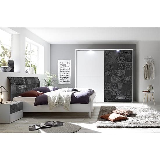Soxa LED Wooden Sliding Door Wardrobe In Serigraphed Grey_5