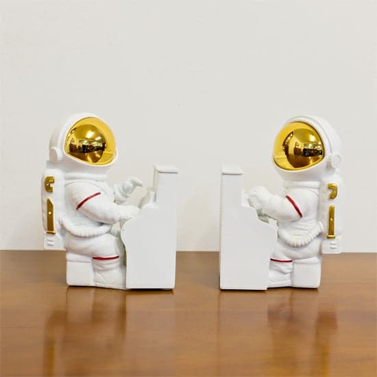 Spaceman Piano Playing Astronaut Book Ends Figurine In Pair_2