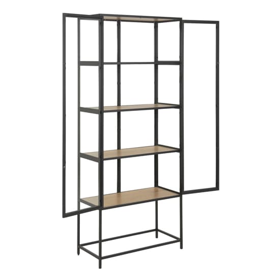 Sparks Oak Wooden 4 Shelves Display In Black Frame Furniture
