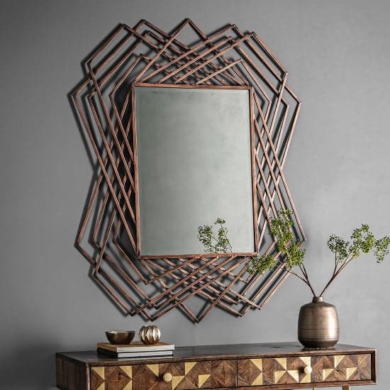 Spectra Rectangular Wall Mirror In Copper Frame_3