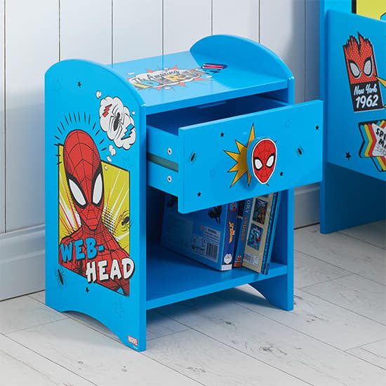 Spider-Man Childrens Wooden Bedside Table In Blue_2