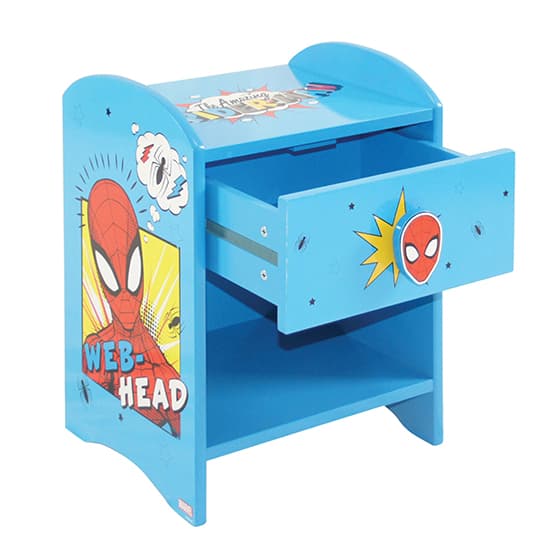 SpiderMan Childrens Wooden Bedside Table In Blue Furniture in Fashion