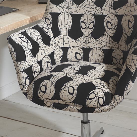 Spider-Man Childrens Fabric Egg Swivel Chair In Black And White_4