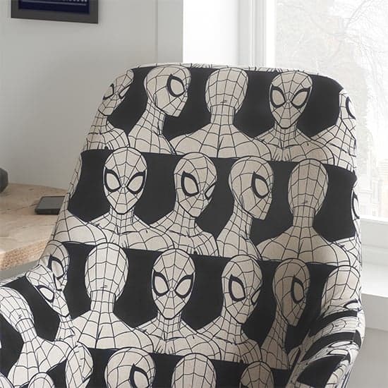 Spider-Man Childrens Fabric Egg Swivel Chair In Black And White_5