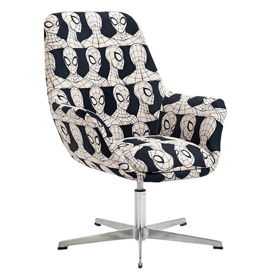 Spider-Man Childrens Fabric Egg Swivel Chair In Black And White_6