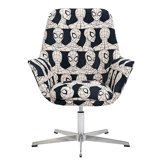 Spider-Man Childrens Fabric Egg Swivel Chair In Black And White_7