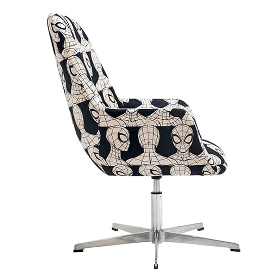 Spider-Man Childrens Fabric Egg Swivel Chair In Black And White_8