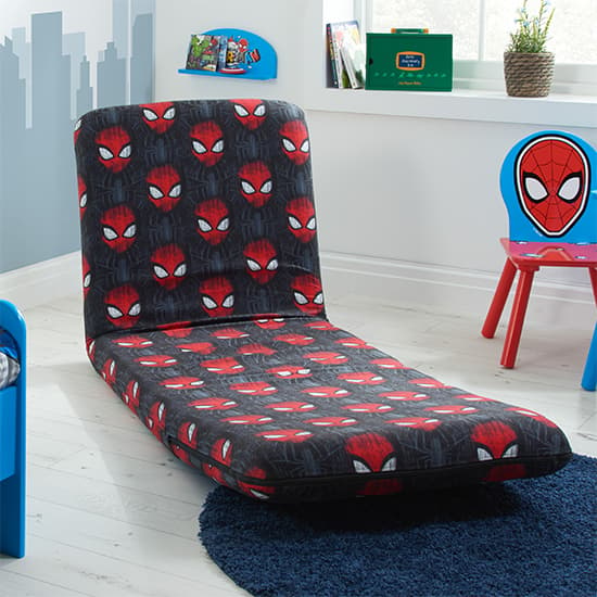 Spider-Man Childrens Fabric Fold Out Bed Chair In Black_2