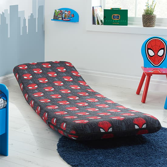 Spider-Man Childrens Fabric Fold Out Bed Chair In Black_3