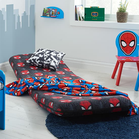 Spider-Man Childrens Fabric Fold Out Bed Chair In Black_4