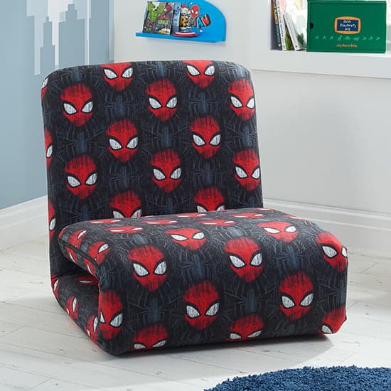 Spider-Man Childrens Fabric Fold Out Bed Chair In Black_1