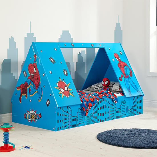 Spider-Man Childrens Wooden Single Tent Bed In Blue_1