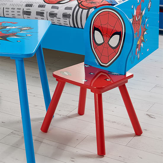 Spider-Man Childrens Wooden Table And 2 Chairs In Blue_3