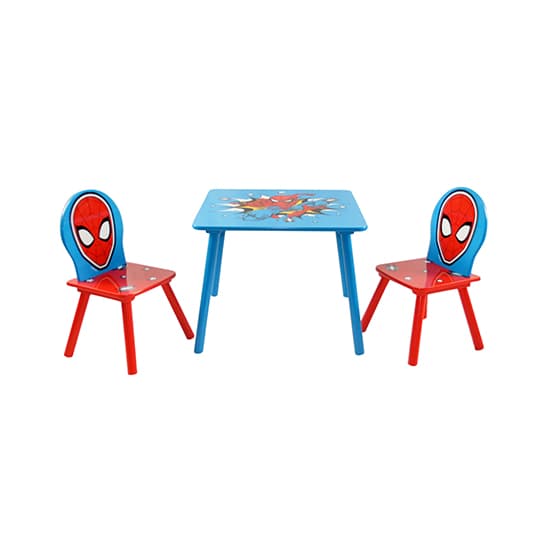 Spider-Man Childrens Wooden Table And 2 Chairs In Blue_6