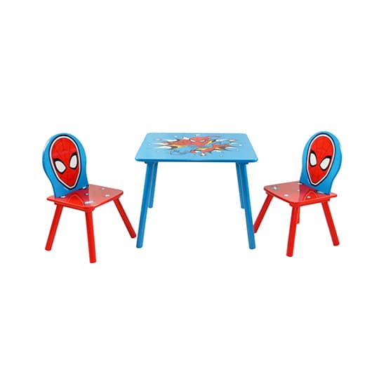 SpiderMan Childrens Wooden Table And 2 Chairs In Blue Furniture in